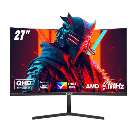 Gawfolk 27 inch Curved Gaming Monitor,180Hz PC Monitor Full HD 1080P, Frameless 1800R Computer Displ