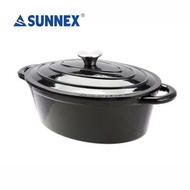 SUNNEX - 29x20CM橢圓形琺瑯鑄鐵鍋(3.5公升) - 黑色