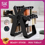 SKplus Ferris Wheel Rotatable Glass Seasoning Rack Set Seasoning Spice Jar 18 Cans Rak Berputar Peny
