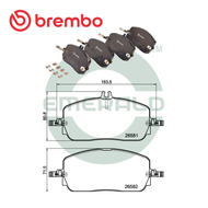 BREMBO Front Pads (L+R) - MB W206 C300 W214 E180 E200 E300 X254 GLC200 GLC300 4MATIC COUPE