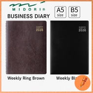 Midori Business Diary 2026 Weekly Planner A5 B5 Black Brown
