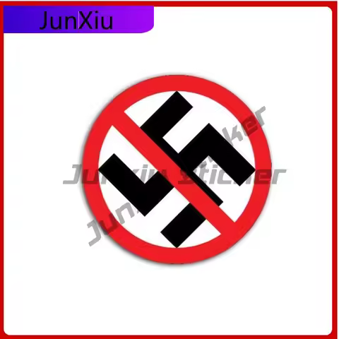Anti-nazi Vinyl Decal Scratch-proof Exterior Sticker Swastika Crossed Out Protest Sticker Political 