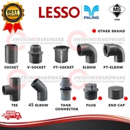 (15MM, 20MM, 25MM) LESSO PALING BRAND PVC WATER PIPE PRESSURE FITTING CONNECTOR JOINT SOCKET ELBOW TEE 1/2" 3/4" 1"