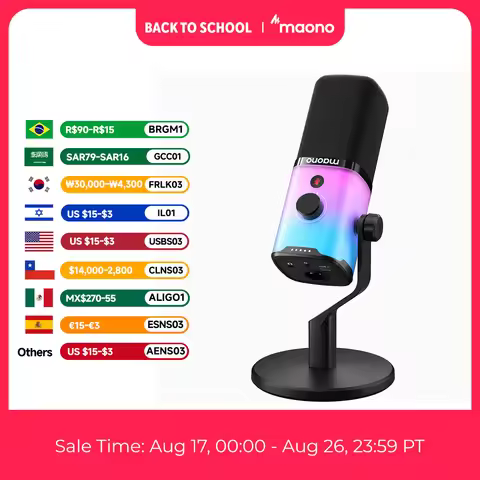 MAONO PD100X RGB Gaming Microphone USB/XLR Dynamic Microphone Noise Reduction Mute Headphone Jack fo