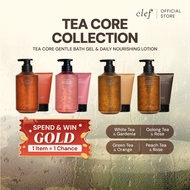 CLEF Tea Core Gentle Bath Gel & Daily Nourishing Lotion | Oolong Tea | White Tea | Green Tea | Peach