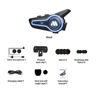 HJ A3 PRO Helmet Bluetooth Headset 2-Rider Intercom RGB Ambient Light Waterproof Motorcycle Earphone