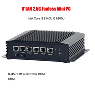 6*Intel 2.5G LAN I225-V Industrial Fanless Mini PC 2*COM Windows11 HDMI Desktop Computer Intel Core i3 8140U i5 8265U Celeron 5205U