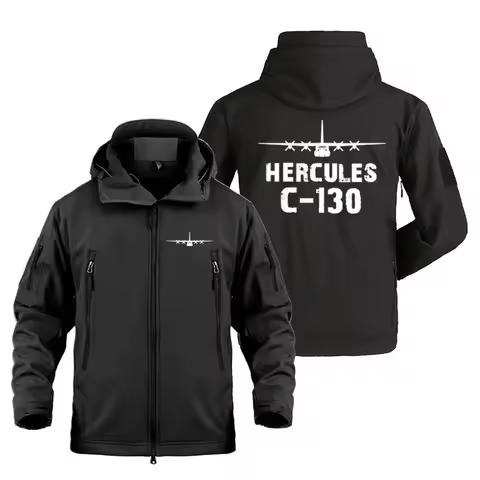 Hercules C-130 Aircraft Aviation Flight Pilots Outdoor Military Tactical Shark Skin Man Coats Fleece