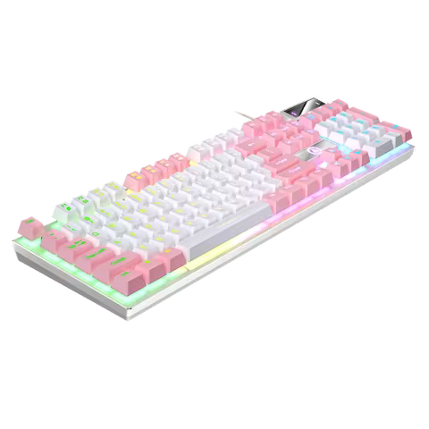 USB Wired Gaming Keyboard, 104 Keys Compatible with Windows Laptop/Computer/PC, Ergonomic Design, Of