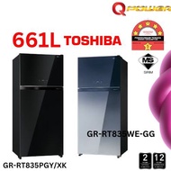 Toshiba Fridge 661L I nverter 2 Doors GRAG66MA/ GR-RT835WE  Refrigerator ( Glass Black )