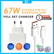Charger 67W Eu Plug Full Set Charger with Cable for Oppo and Realme Only (Supervooc SuperDart) Free 