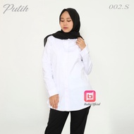 kemeja kerja wanita jumbo - kemeja wanita big size -baju polos stretch - putih l