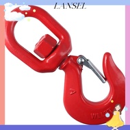 LA Locking Swivel Hook, 6600LBS with Latch Swivel Lifting Hook, Heavy Duty Red 3 Ton Crane Hook Fork