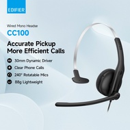 Edifier CC100 Wired Mono Headset with Built-in AI Noise Cancellation Microphones Ensure Clear Calls