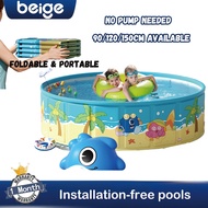 Beige Kolam mandi budak  Foldable kids Swimming Pool Family Adult Kolam Kolam Renang Lipat Kolam Ren