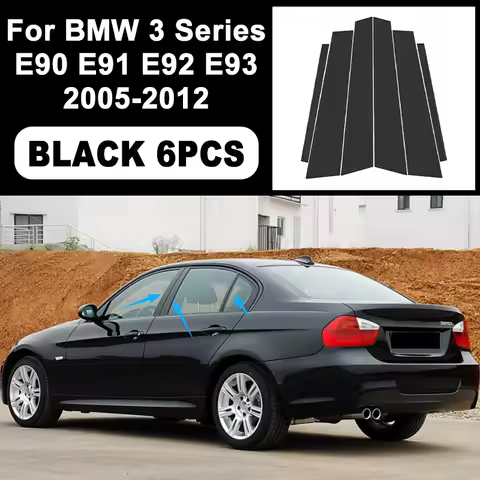Glossy Black B C Pillar Post Cover Car Sticker For BMW 3 Series E90 E91 E92 E93 2005-2012 Window Doo