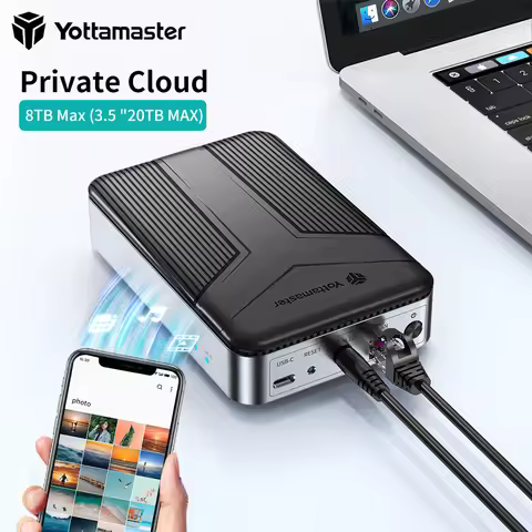 Yottamaster 1Bay Hard Drive Enclosure NAS Private Cloud Network HDD Enclosure to 2.5/3.5 Inch SATA D