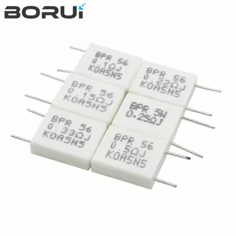 10pcs BPR56 5W 0.001 0.1 0.15 0.22 0.25 0.33 0.5 ohm Non-inductive Ceramic Cement Resistor 0.1R 0.15