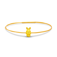 TAKA Jewellery 999 Pure Gold Rabbit Pendant with Cord Bracelet HuLu