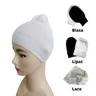 Anak Tudung Inner Tudung Serkup Kepala Knitwear Hitam Putih Sekolah / Anak Tudung Sekolah