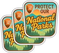 (3 Pcs) Protect Our National Parks Sticker - Classic Park Entrance Sign Sticker - Public Lands Conse