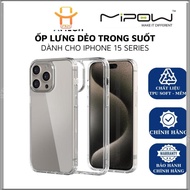 Mipow TRANSPARENT CASE for iPhone 15 Pro Max / iPhone 15 Pro / iPhone 15 Plus / iPhone 15, SOFT TRAN