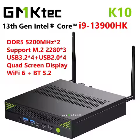 GMKtec K10 NucBox Mini PC Intel i9-13900HK DDR5 WiFi 6 BT5.2 Windows 11 Pro PCIe NVMe M.2 2280 HDMI2