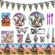 A-6🏅Hot Sale Game Theme Party Hanging Flag Paper Pallet Tableware Set Party Decoration Set Fortnite M6T2