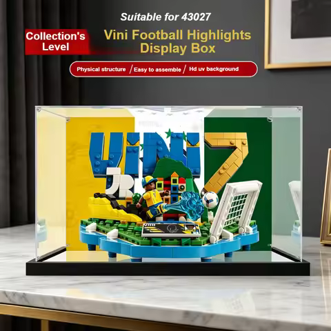 New 3mm Dustproof Display Box for lego 43027 Vini Football Highlights Model Display Case Storage Box