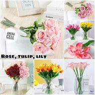 [1 TANGKAI] Bunga Rose Premium Artificial Mawar Latex Dekorasi Rumah