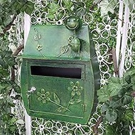 Mailbox Rust Resistant Iron Drop Box Rustic Vintage Post Box with Lock and Key Parcel Box Charming Rustic Look Design (Color : Green)