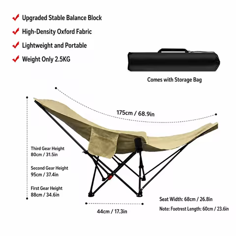 Durable 3 Level Foldable Lounge Chair Folding Camping Moon Chair Nap Chair Picnic