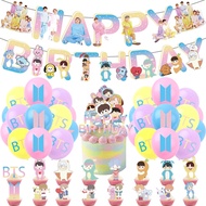 Kpop Bts Bt21 Birthday Party Supplies，Birthday Decorations Include BTS Happy Birthday Banner, Cake T