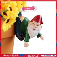 Fun Gnome Flowerpot Pendants with Pants Hanging Branches White Beard Dwarf Sculpture Resin Mini Gnom