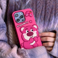 For OPPO Reno 7z 6 5 A54 A55 A16 Strawberry bear Lotso Sweet girls Cartoon Phone Case Shockproof Cover