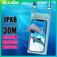 GUUGEI กระเป๋าถุงปลอกหุ้มโทรศัพท์กันน้ำสำหรับ I-Phone 14 13 12 11 Pro Max IPX8 Samsung กันน้ำโทรศัพท์มือถือสมาร์ทโฟน