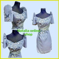 ☍ ✹ ▪ Modern filipiniana midi dress for graduation or for sponsor dress