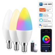 Tuya Smart WiFi LED Bulb E14 Candel Light 5W 7W 9W 220V Dimmable RGB Lamp APP Voice Control Alexa Go
