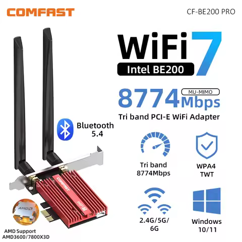COMFAST WiFi 7 Pci Express Wifi Adapter BT5.4 WPA4 Wireless Card 802.11be 8774M Pcie Gigabit Network