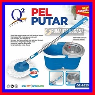 MAGIC MOP Q2-2623 / ALAT PEL LANTAI Q2 2623 / PEL LANTAI SPIN MOP SUPER MOP PEL PUTAR 360° EMBER PEN