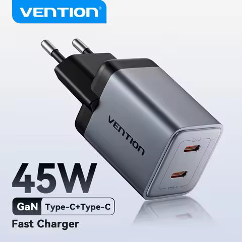 Vention 45W GaN Charger PD3.0 QC3.0 Quick Charge For iPhone 17 16 15 Xiaomi Samsung iPad Pro Type C 