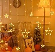 內地直送 - 聖誕窗簾裝飾燈 免插電LED燈條 聖誕節浪漫氣氛燈 房間陽台裝飾 節慶冰條彩燈