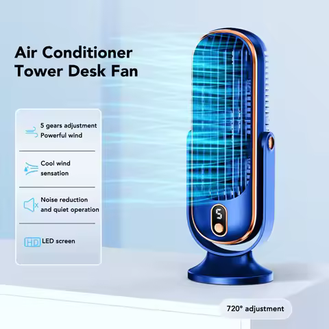 Desktop Tower Fan Table Tower Fan Portable USB Plug In 5 Gears Quiet Brushless Motor Tower Fan for C