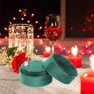 SEALLVIIT Velvet Ring Box, Handmade Velvet Material Three Ring Box, Storage Box Vintage Style 2 Slot