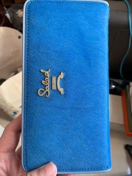 全新Salad真皮馬毛長銀包藍色#ShatinGaifong