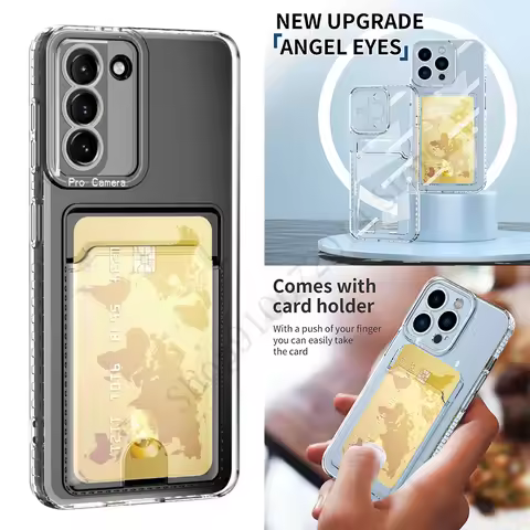 For Samsung Galaxy S25 S26 S20 FE S21 S22 Plus Note 10 20 S23 S24 Ultra Case Transparent Card Slot C