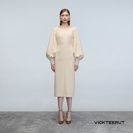 VICKTEERUT (ราคาปกติ 15880-.) Re-Edition Voluminous Sleeve Boat Neck Midi Dress เดรสแขนพอง เดรสเข้าร