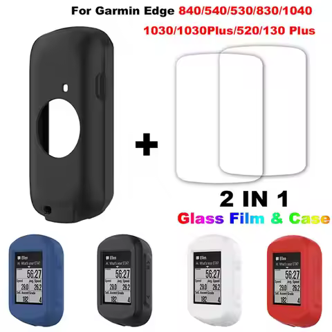 Cyclocomputer Protective Case + 2* Glass film For Garmin Edge 840 540 530 830 1040 1030 520 130 Sili