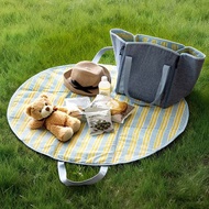 日本霜山 二合一肩背式榻榻米造型防水野餐墊(直徑100cm)-多色選