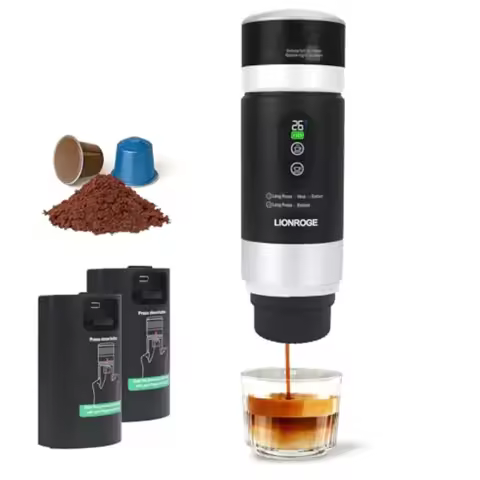 Portable Electric Espresso Machine with Removeable Battery Mini Travel Coffee Maker 3-in-1 Car Coffe